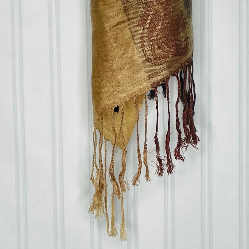 Giuliano Costantino NWOT Made in Italy earth tones fringe scarf Cotton blend